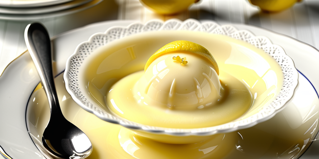 lemon posset in lemon shell