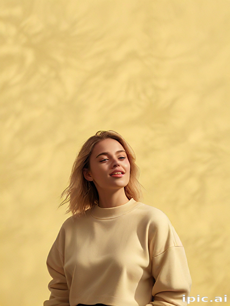 Portrait of a Smiling Woman Against a Bright Yellow Background