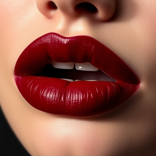 Romantic burgundy lips with a velvet matte finish, exuding sophistication and mystery, ideal for evening wear and formal occasions
