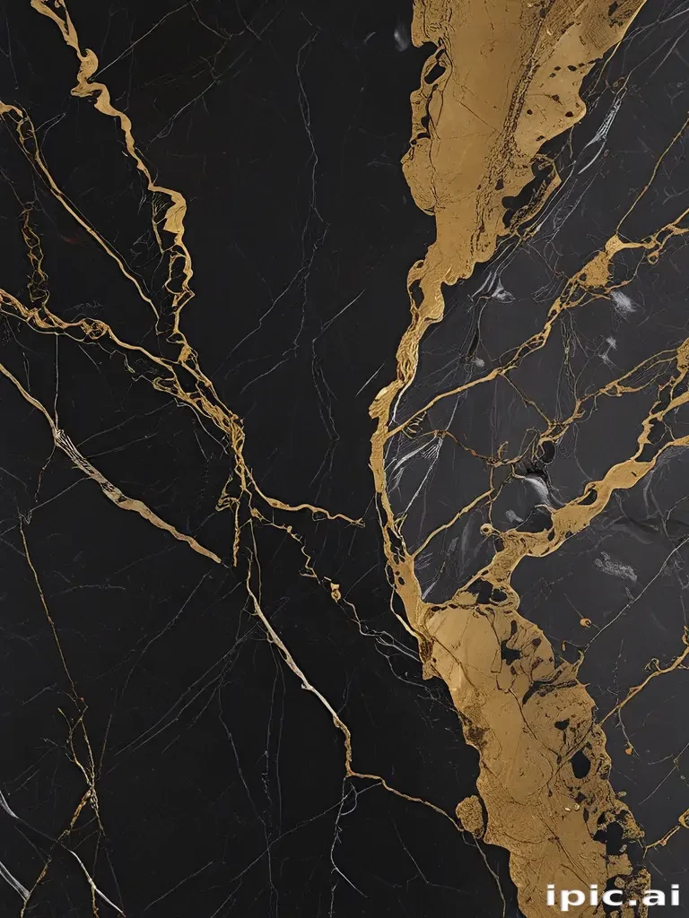 Elegant Black Marble with Striking Gold Veins and Luxurious Texture.