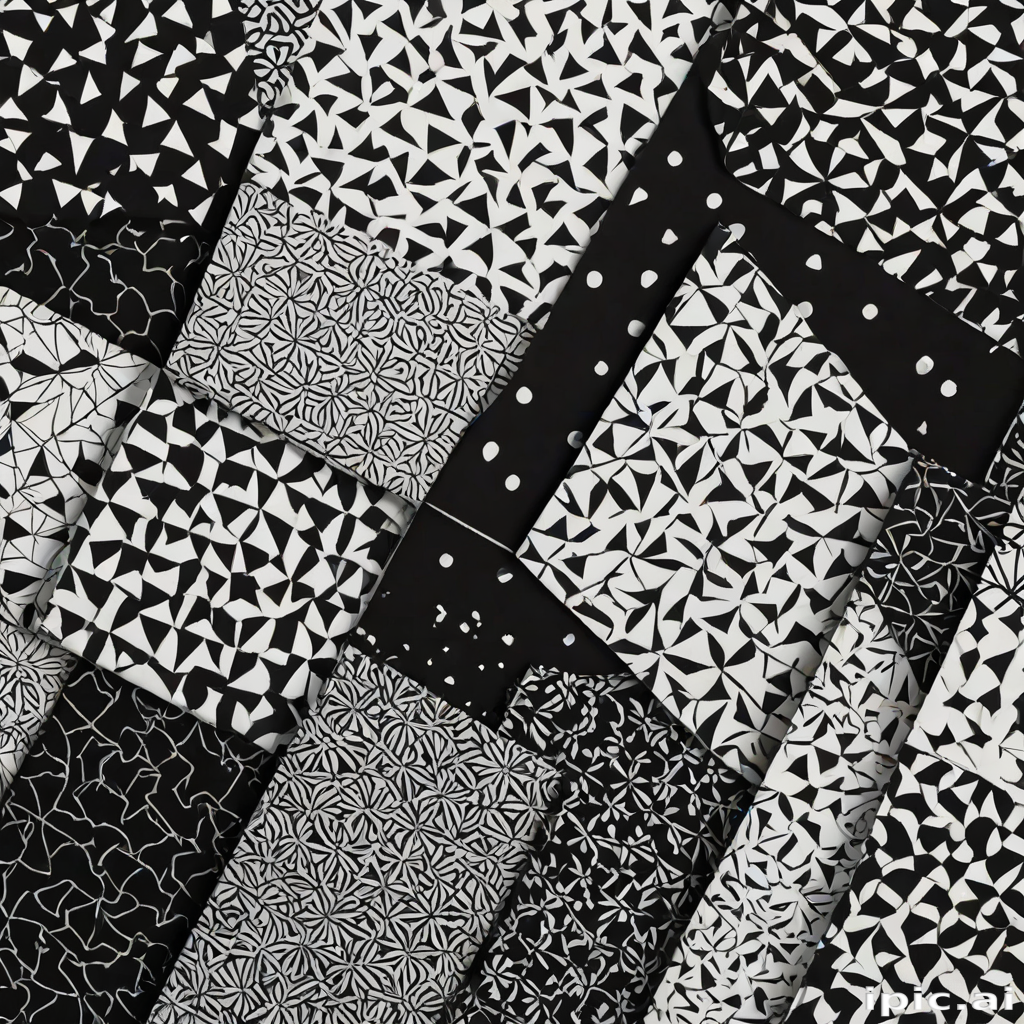 An Intricate Collection of Black and White Geometric Patterns and Textures