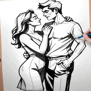 couples drawing poses