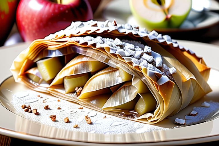 apple strudel in filo pastry