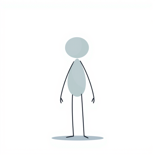 Generate a high-resolution vector-style illustration of a simple anthropomorphic figure with a circular head and a rounded body, shot with a Canon EOS R5 at f/8, ISO 100, 50mm lens, soft lighting to enhance the edges and details, in a clean and minimalist composition.
