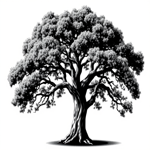 oak tree clipart black and white