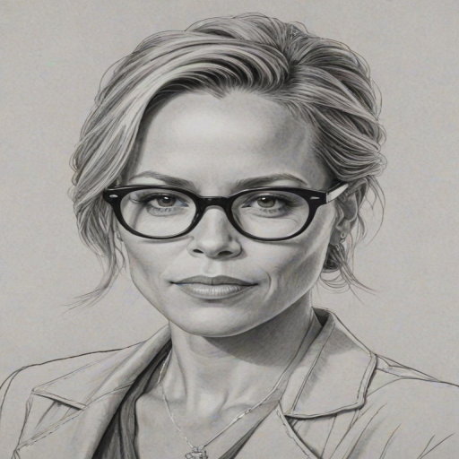 Graceful Maria Bello, pencil sketch, portrait of Exquisite woman 1968s in glasses, hair style beatnik, outline, clear lines, fine lines, 8k