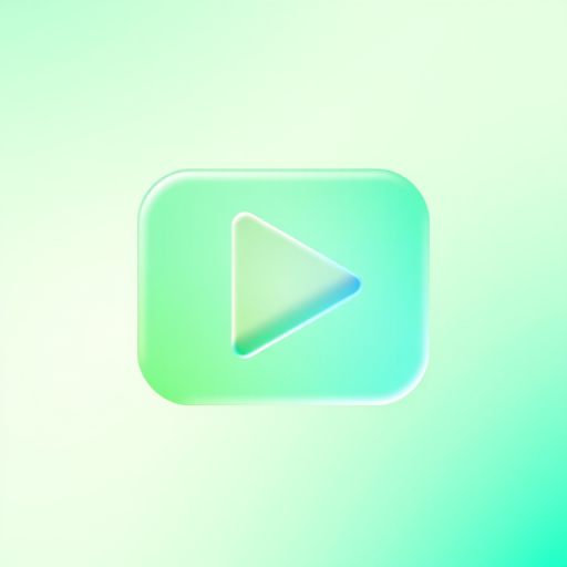 Create a vibrant and modern play button icon with a sleek design, using a gradient background transitioning from teal to light green, captured in a 50mm lens at f/2.8 to achieve a shallow depth of field, with a Canon EOS R camera for high-resolution clarity and detail.