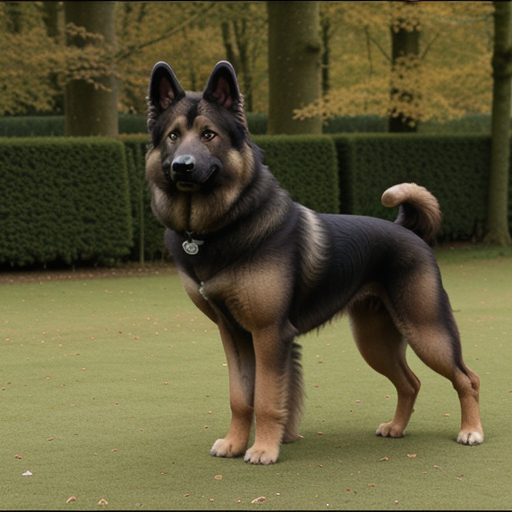 A Playful Dog Standing on Green Grass in a Beautiful Park Setting.