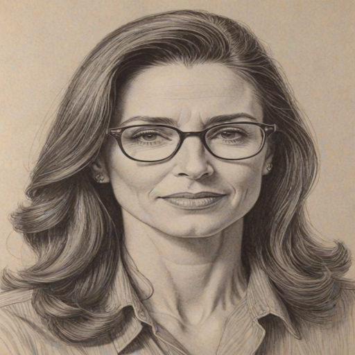 Magnificent Mimi Rogers, pencil sketch, portrait of Appealing woman 1971s in glasses, hair style beatnik, outline, clear lines, fine lines, 8k