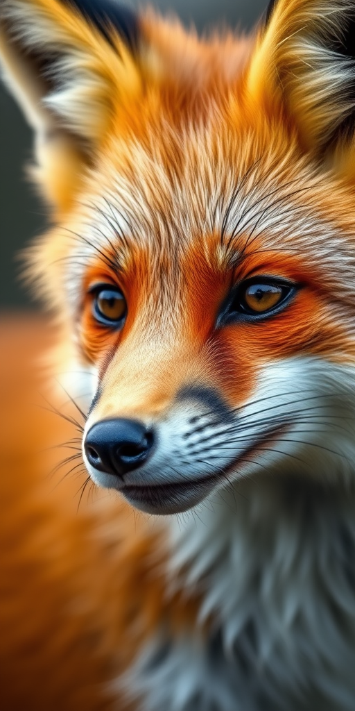 High-resolution close-up of a red fox with vivid fur detail, captured using a DSLR camera, 50mm lens, f/2.8 aperture, ISO 100, natural lighting, shallow depth of field, soft focus background.