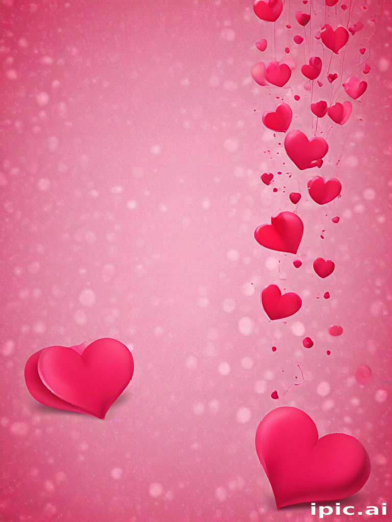 Colorful Hearts Floating in the Air on a Soft Pink Background