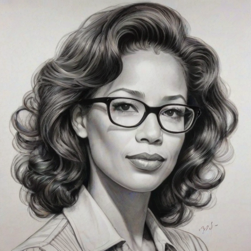 Superb Sherri Saum, pencil sketch, portrait of Dazzling woman 1946s in glasses, hair style beatnik, outline, clear lines, fine lines, 8k