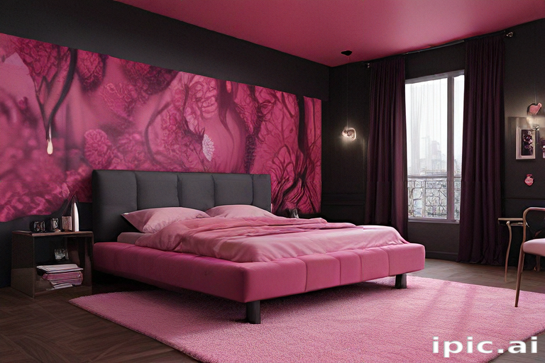 Stylish Modern Bedroom Featuring Bold Pink Accents and Elegant Decor