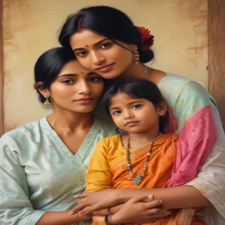 indian son with mom