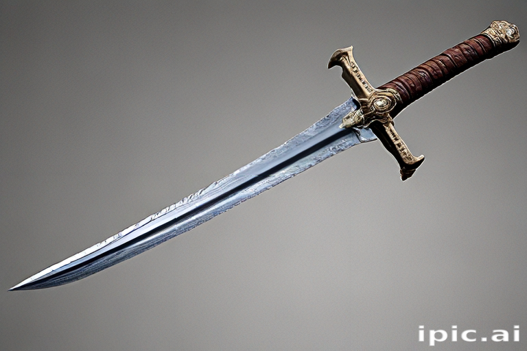 Intricately Designed Sword with Ornate Hilt and Glimmering Blade