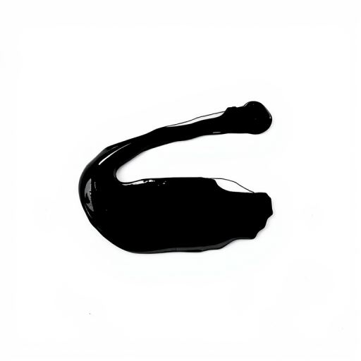 Create an abstract black shape on a plain white background, using a DSLR camera with a 50mm lens, aperture set to f/1.8, ISO 100, captured from a straight-on view with soft, diffused lighting to enhance detail and contrast.