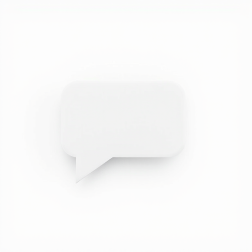 Create a 3D-rendered white speech bubble character on a plain white background, centered in the frame, using a Canon EOS R5 with a 50mm f/1.2 lens, ISO 100, aperture f/1.2, and a shallow depth of field to enhance focus on the character.