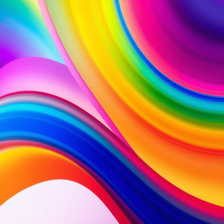 Create a colorful abstract image featuring smooth gradients of rainbow hues flowing in curves with a Canon EOS R5 camera, 50mm lens, f/1.8 aperture, ISO 100, and a soft-focus background to enhance the vibrancy and depth of the colors.