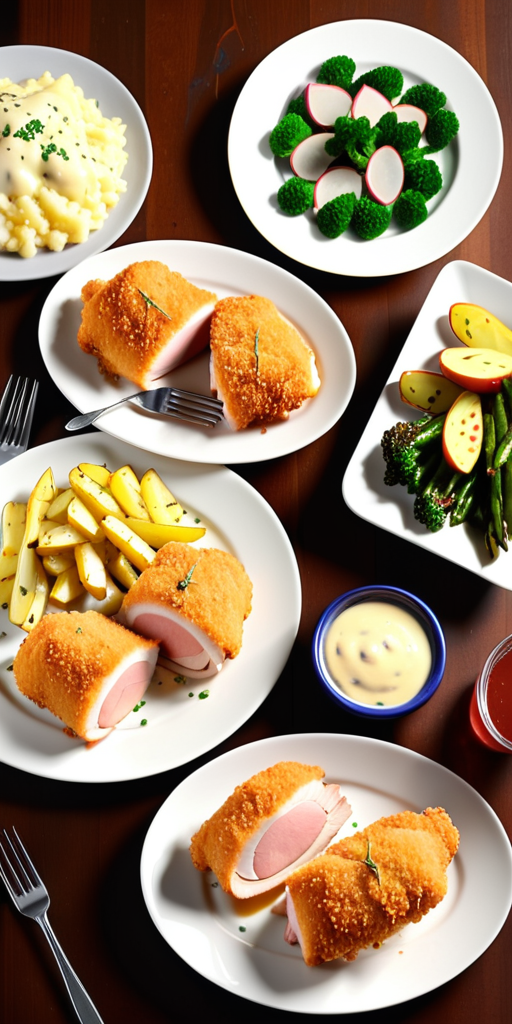 chicken cordon bleu and side dishes