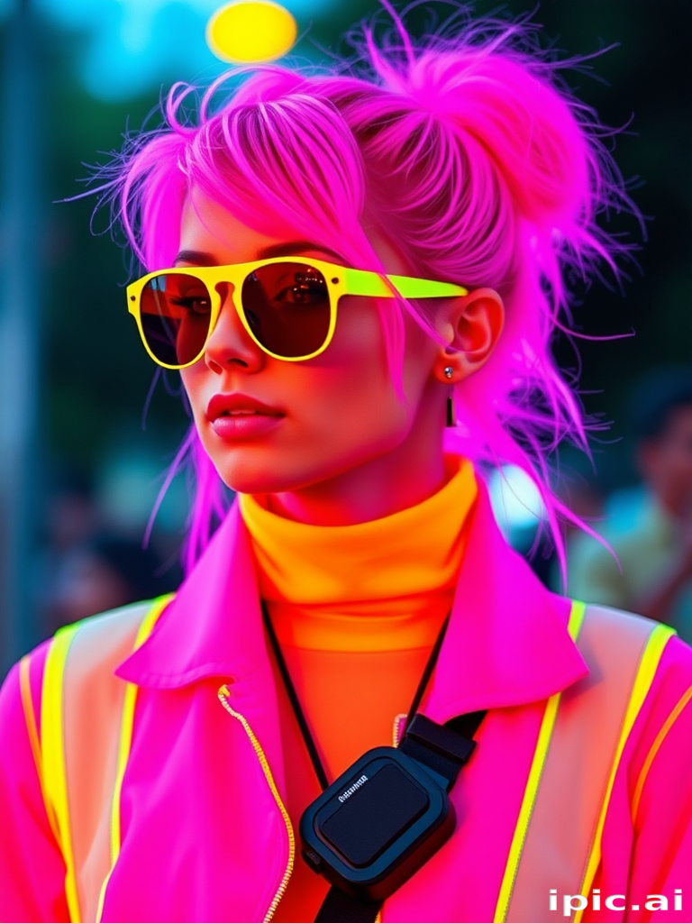 Electric Neon Fusion showcases a bold combination of fluorescent pink and yellow, creating an eye-catching statement look for music festivals and street style.