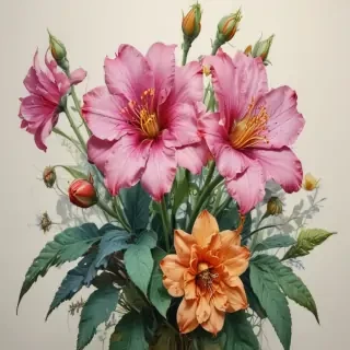 color drawings of flowers