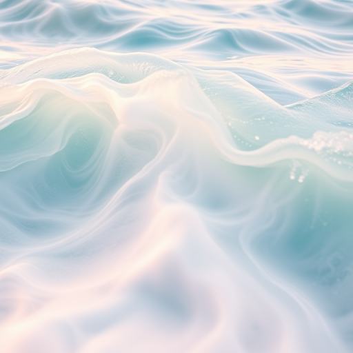 Create an abstract image of flowing waves in soft pastel colors, using a wide-angle lens at f/8 aperture, ISO 100, 1/60 second shutter speed, and a digital camera with high dynamic range for enhanced clarity and vibrancy.