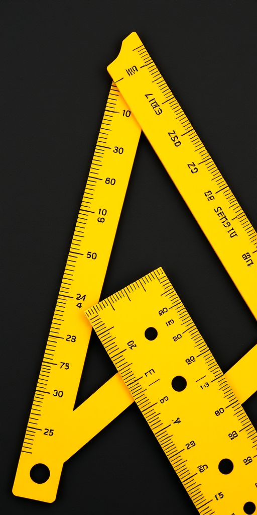 Create a high-resolution digital illustration of a yellow protractor on a black background, using a Canon EOS 5D Mark IV camera, aperture set to f/8, shutter speed at 1/60 sec, ISO 100, with a 50mm lens, shot from a frontal view to emphasize the protractor's scale and details.