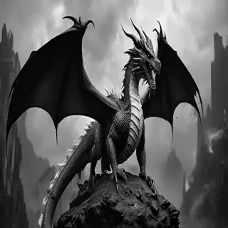 dragon black and white
