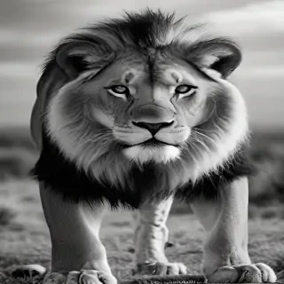 lion black and white