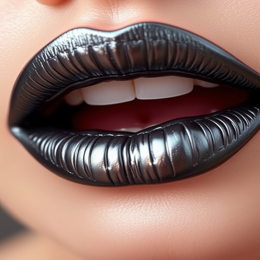 Metallic gunmetal lip cream "Liquid Steel" with intense pigmentation and foiled finish, perfect for futuristic and edgy makeup looks, smooth and non-drying application