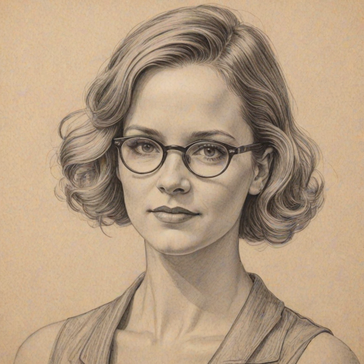 Dazzling Andrea Barber, pencil sketch, portrait of Captivating woman 1926s in glasses, hair style beatnik, outline, clear lines, fine lines, 8k