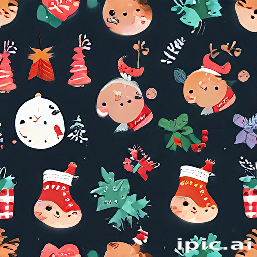 Festive Portrait Pattern Charming and Colorful Holiday-Themed Pattern Featuring Festive ...