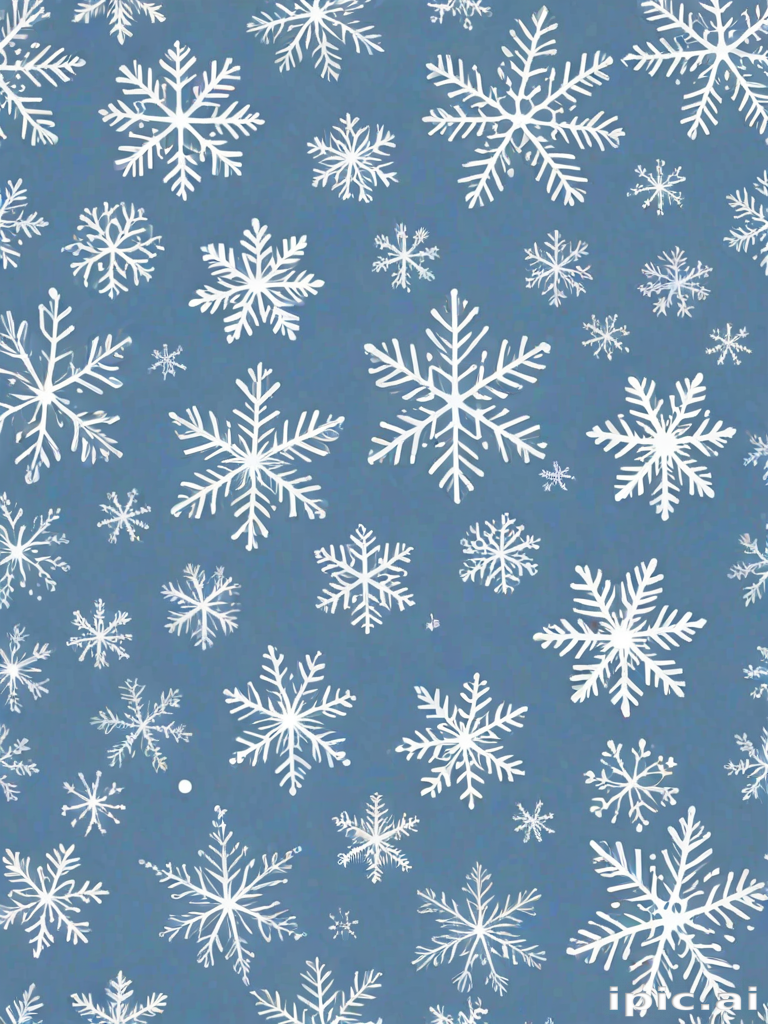Delicate White Snowflakes Dancing Against a Soft Blue Winter Background