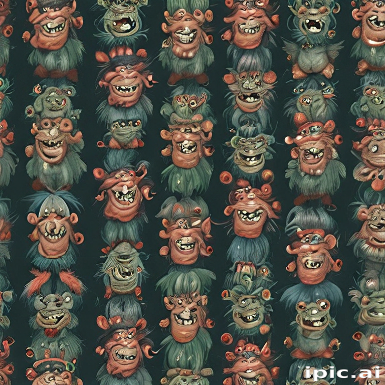A Colorful Collection of Whimsical Monster Faces in Various Expressions.