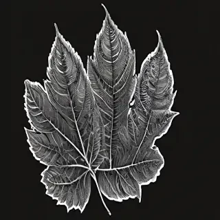 clipart leaf black and white