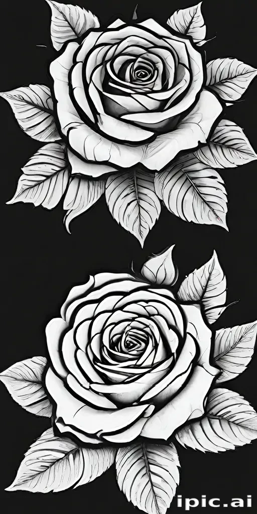 roses clipart black and white