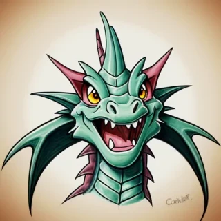 cartoon drawing of a dragon