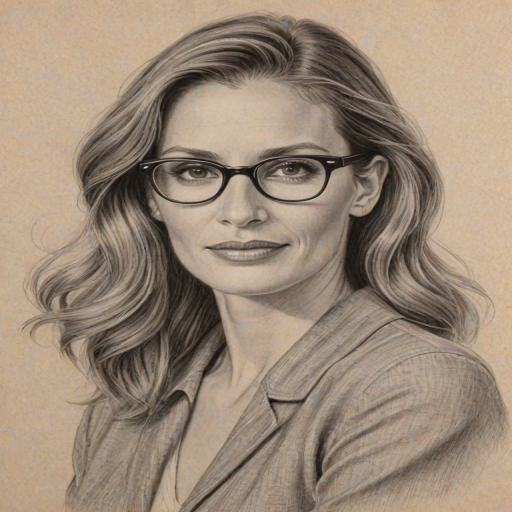 Enchanting Julia Roberts, pencil sketch, portrait of Captivating woman 1938s in glasses, hair style beatnik, outline, clear lines, fine lines, 8k