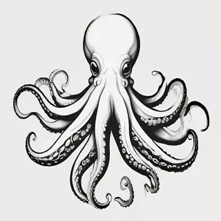octopus clipart black and white
