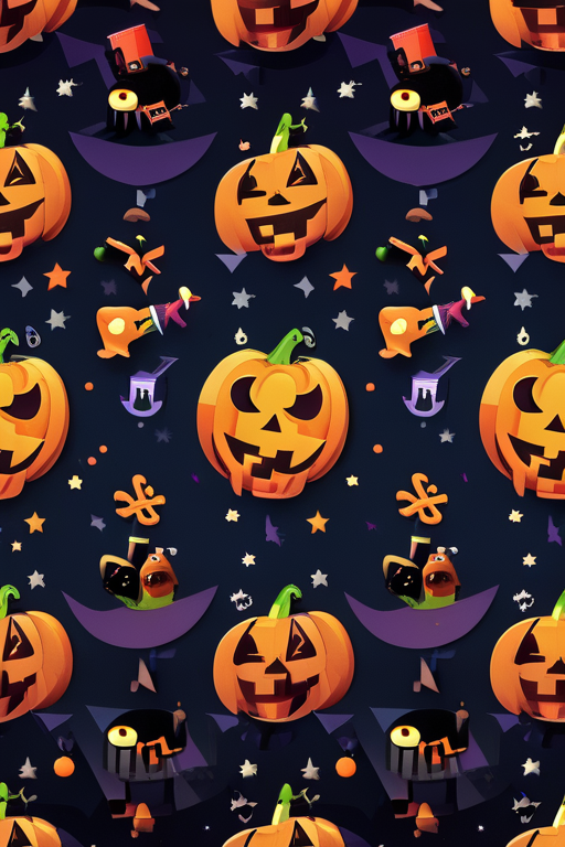 Whimsical Halloween Pattern Featuring Pumpkins, Witches, and Spooky ...
