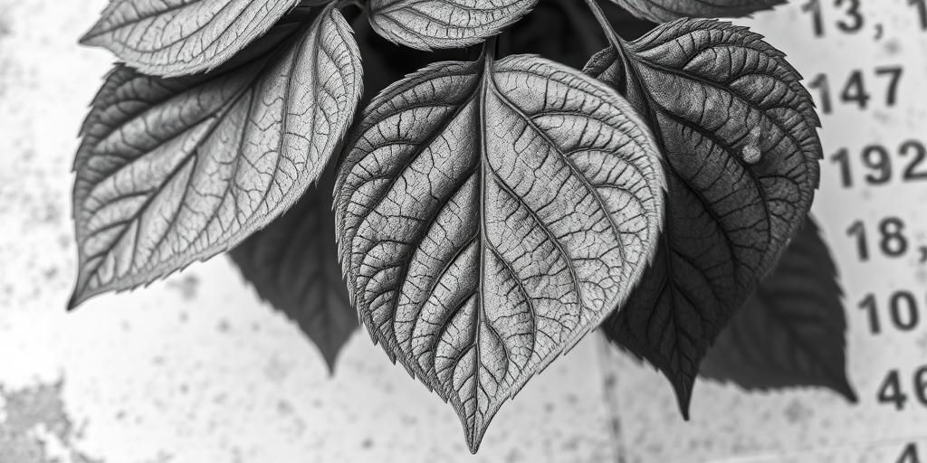 Create a high-resolution monochromatic image of textured leaves against a distressed background, focus on intricate leaf veins, use a DSLR camera with a 50mm lens, aperture f/2.8, ISO 100, and a soft light style for enhanced detail and clarity.