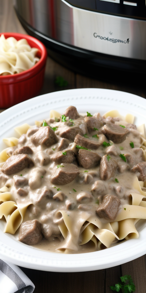 crock pot beef stroganoff with ground beef