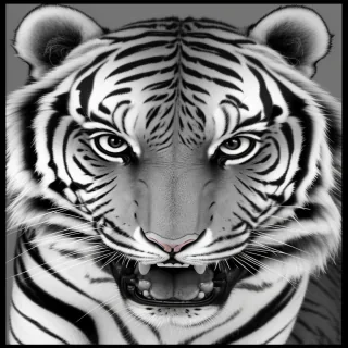 tiger clipart black and white