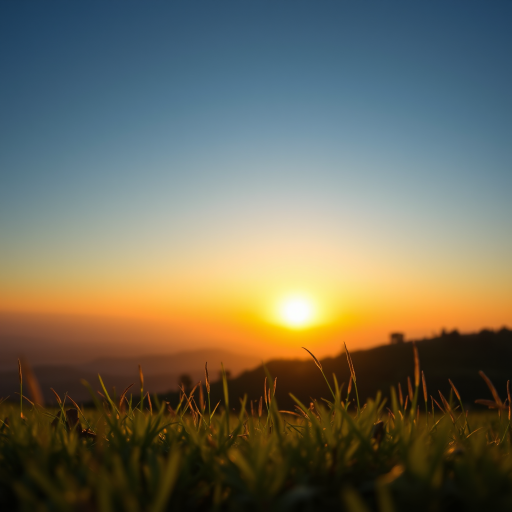 Generate a high-resolution image of a serene landscape during golden hour, using a Canon EOS R5 with a 24-70mm f/2.8 lens, aperture set to f/8, shutter speed at 1/200s, ISO 100, shot from a low angle to capture foreground details with a wide view and soft background bokeh.