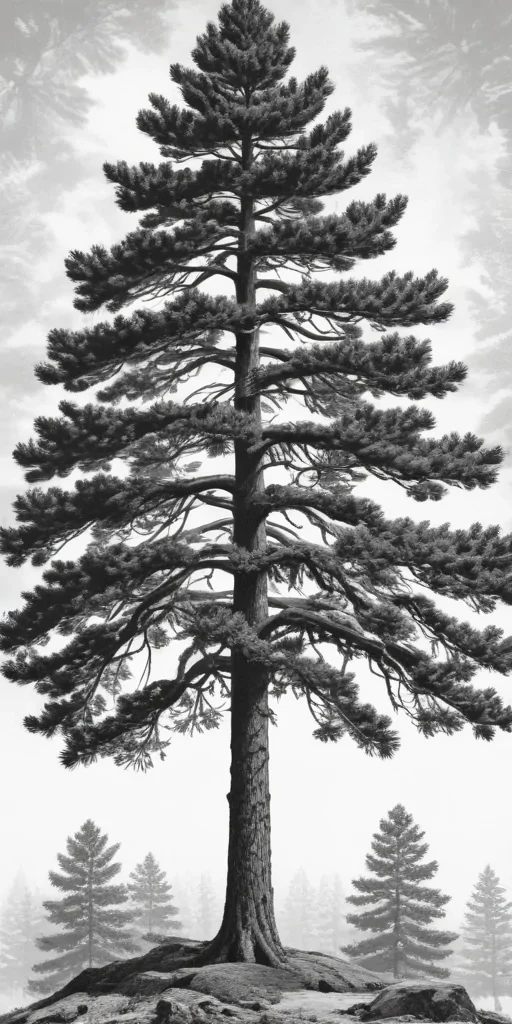 black and white pine tree clipart