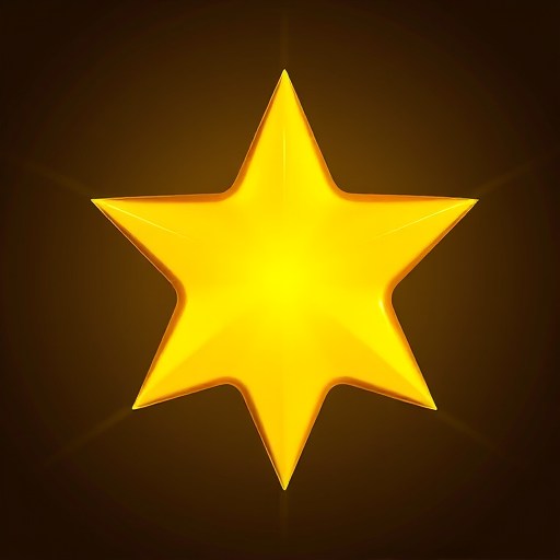 Generate a high-resolution image of a shiny yellow star with a smooth gradient and soft edges, using a DSLR camera with a 50mm lens at f/2.8, ISO 100, and a shallow depth of field to create a soft background blur, captured from a slightly elevated angle in a bright, evenly lit setting.