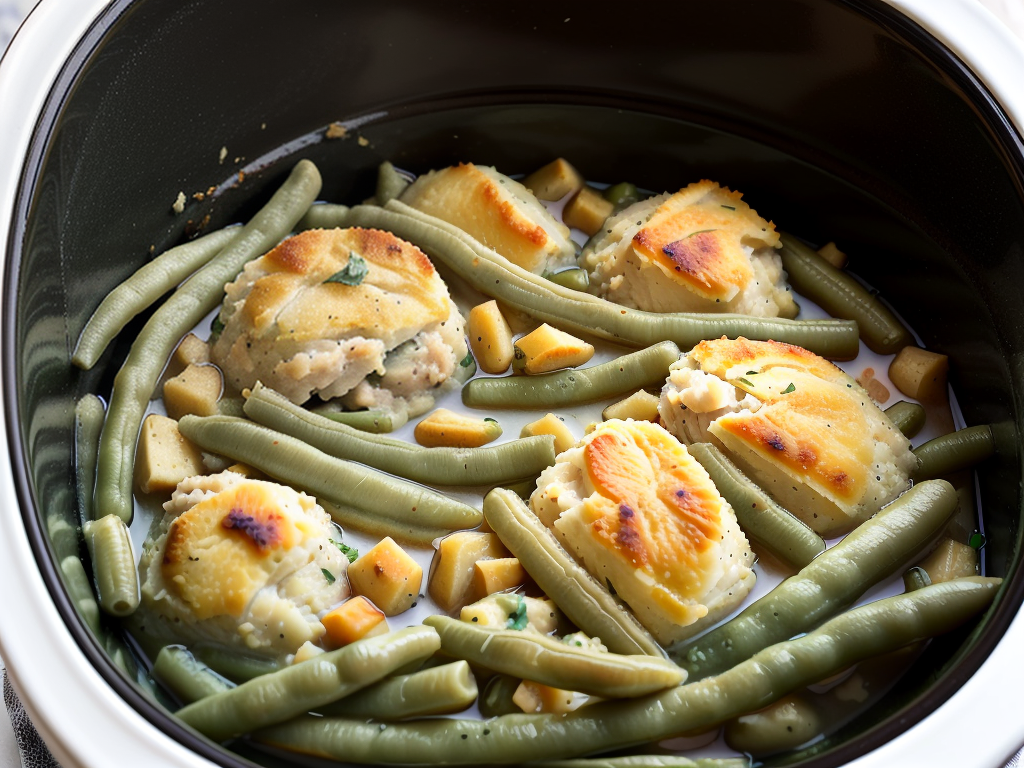chicken stuffing green bean crock pot