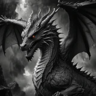 dragon black and white