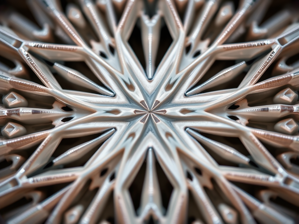 Create a detailed close-up image of a unique geometric design, taken with a DSLR camera at f/2.8 aperture, ISO 100, shutter speed 1/60 sec, in natural lighting, with a macro lens for enhanced clarity and depth.