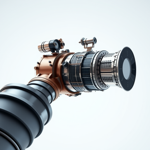 highly detailed 3D rendering of the Hubble Space Telescope, low angle view, 50mm lens, f/8 aperture, ISO 100, natural lighting, clean background, high-resolution, photorealistic style